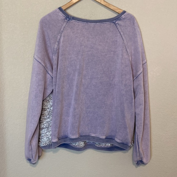 Anthropologie Pilcro Anabel Purple Acid Wash Textured Sweater L - Picture 4 of 11